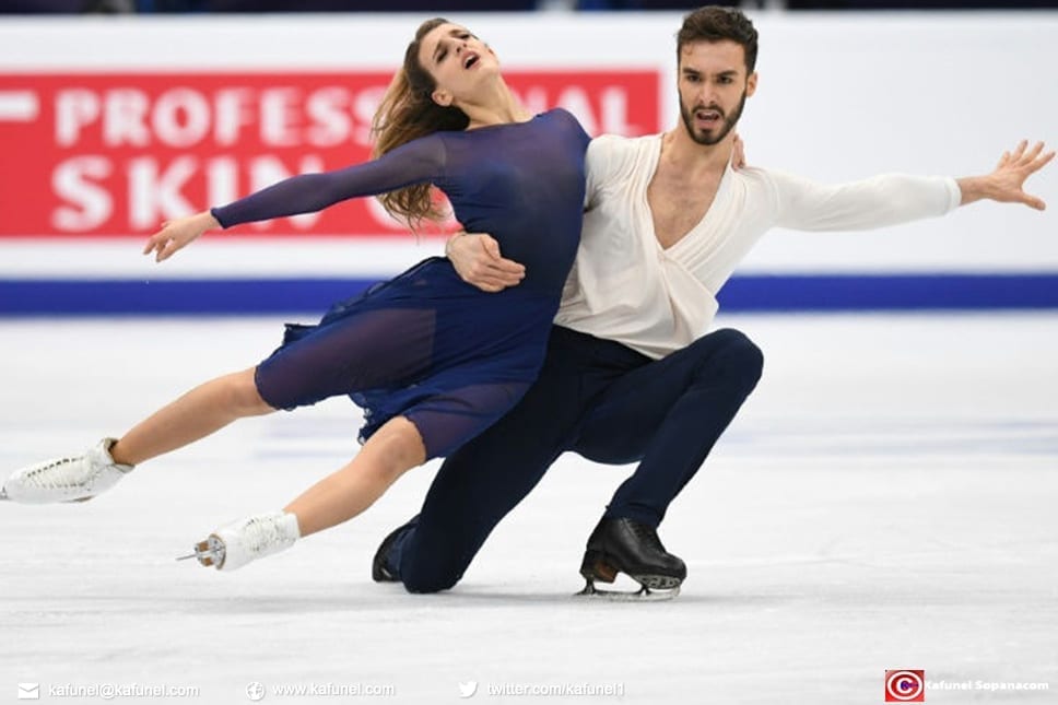 Gabriella Papadakis et Guillaume Cizeron vainqueurs à Moscou en danse sur glace le 20 janvier 2018 lors de l'Euro Gabriella Papadakis et Guillaume Cizeron vainqueurs à Moscou en danse sur glace le 20 janvier 2018 lors de l'Euro