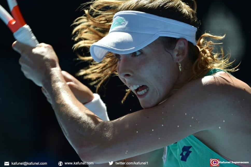 La Française Alizé Cornet face à la Belge Elise Mertens au 3e tour de l'Open d'Australie, le 19 janvier 2018 à Melbourn e
