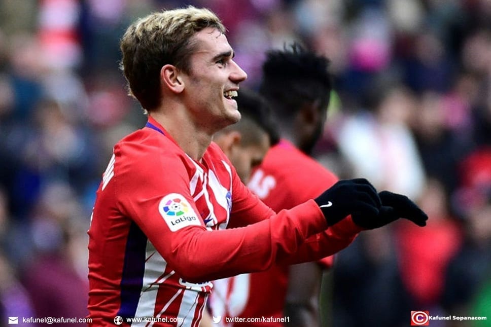 L'attaquant français de l'Atlético Madrid, Antoine Griezmann, après son but face à Gérone, en Liga, au Wanda Metropolitano de Madrid, le 20 janvier 2018 L'attaquant français de l'Atlético Madrid, Antoine Griezmann, après son but face à Gérone, en Liga, au Wanda Metropolitano de Madrid, le 20 janvier 2018