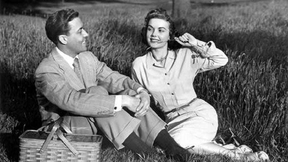 Romantic couple picnicking