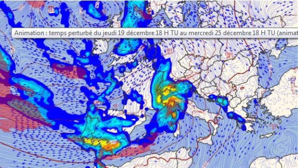 Météo France - Carte de la perturbation qui va traverser l'Europe.