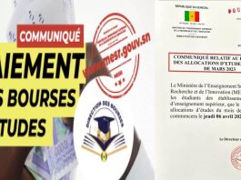 Paiement des bourses d’études du mois de Mars 2023 pour l’année universitaire 2022-2023 ok