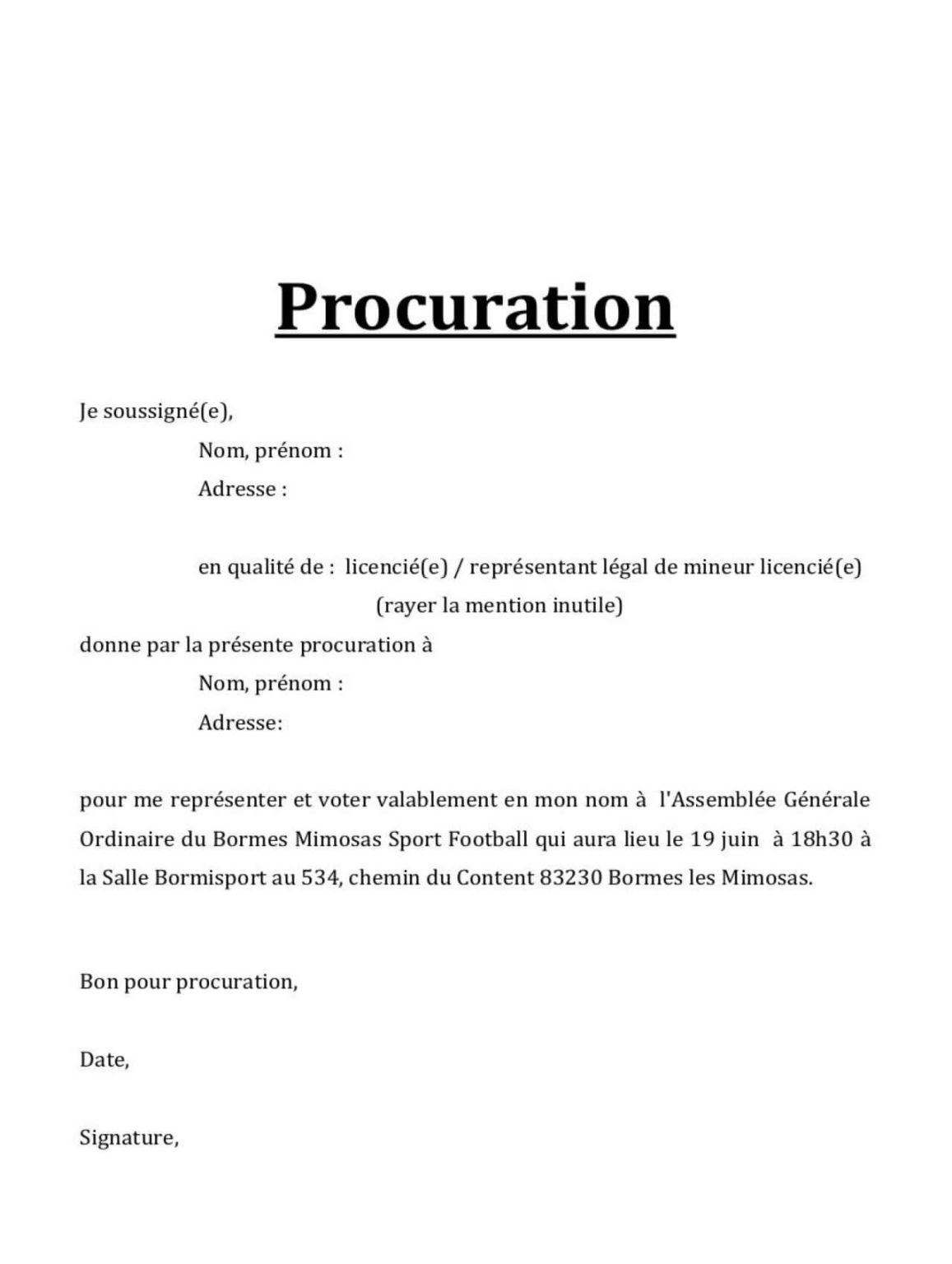 Attestation De Procuration Postale MOXG Attestation De Procuration Postale MOXG