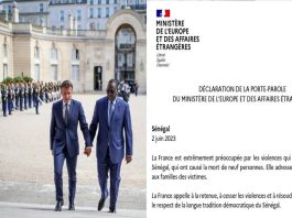 France préoccupée par les violences au Sénégal _communiqué ok