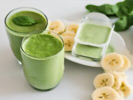 Smoothie vert banane et épinards au lait d’amande recette saine et détox